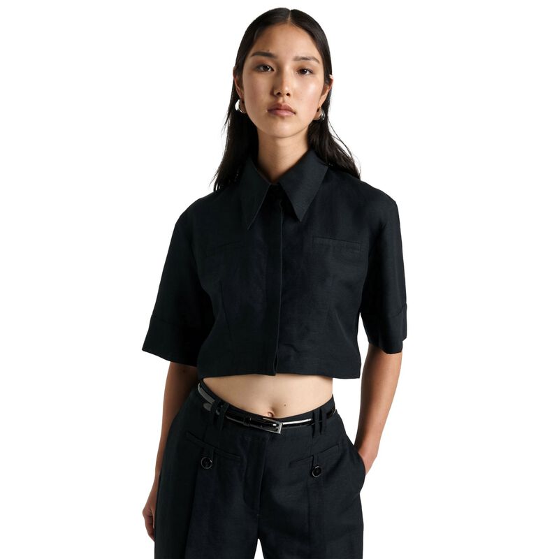 Cue Linen Blend Cropped Shirt image number 0